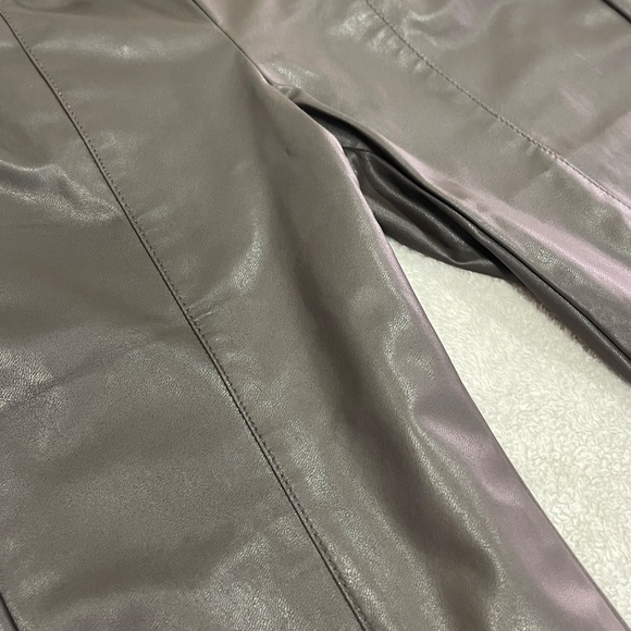 Brown Faux Leather Bootcut Pants - Picture 4 of 16